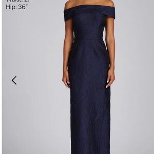 Rickie Freeman for Teri Jon Blue Off-Shoulder Sheath Dress